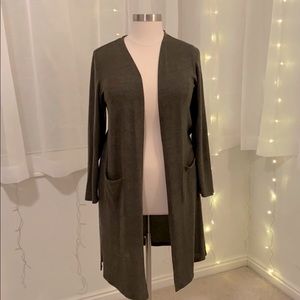 Super soft plush open front long line cardigan